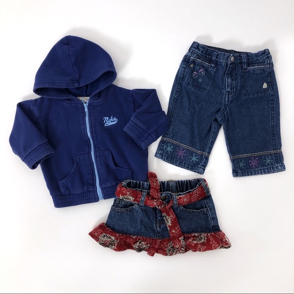 Nike Shirts Tops Lot Baby Girl 69 Months Nike Hoodie Skirt Jeans Poshmark